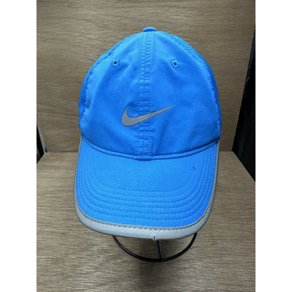 Nike Mens Just Do It Dri-Fit Running Hat Blue Reflective Blue Adjustable  O/S